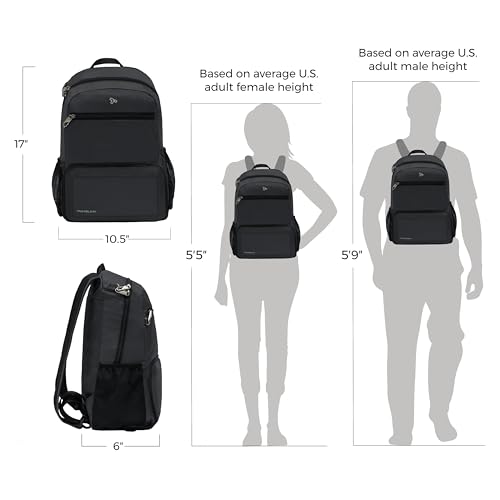 Travelon Anti-theft Packable Backpack Backpack, Black, Open 10.5 x 17 x 6 Packed 10.5 x 6 x 1, Anti-theft Packable Backpack