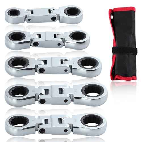 SPEEDWOX 5pcs Double Box End Flex-Head Ratcheting Combination Wrench Set - Metric Wrench Sets