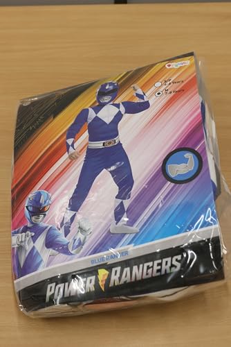 Blue Power Ranger Costume, Kids Size Beast Morphers Muscle Padded Character Jumpsuit and Mask, Classic Child Size Small (4-6)