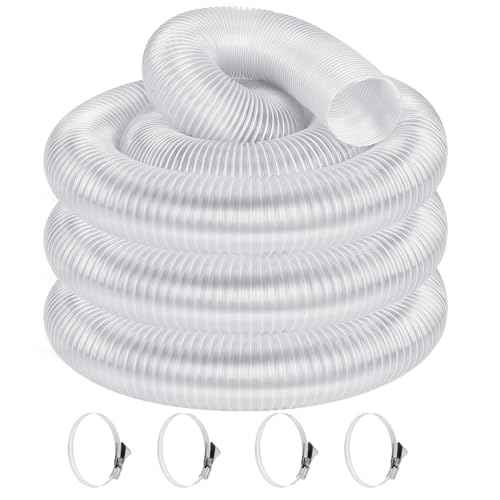 2 1/2" x 20' Heavy PVC Dust Collection Hose,Flexible Clear Debris and Fume Collection Hose with Stainless Steel Hose Clamps for Dust Collectors with 2 1/2" Ports, Ideal for Shop Vacuums