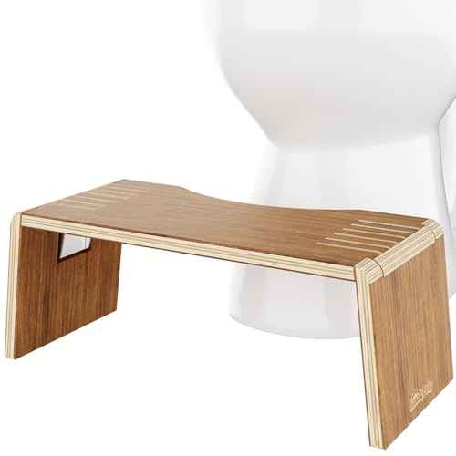Squatty Potty Oslo Teak Folding Toilet Stool ? Compact, Stylish, and Space-Saving Design for Better Bathroom Posture, Durable Teak, No Assembly Required
