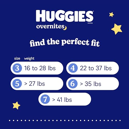 Huggies Size 7 Overnites Baby Diapers: Overnight Diapers, Size 7 (41+ lbs), 68 Ct (2 Packs of 34), Packaging May Vary