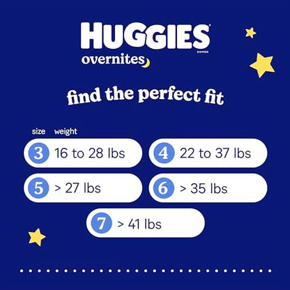 Huggies Size 7 Overnites Baby Diapers: Overnight Diapers, Size 7 (41+ lbs), 68 Ct (2 Packs of 34), Packaging May Vary