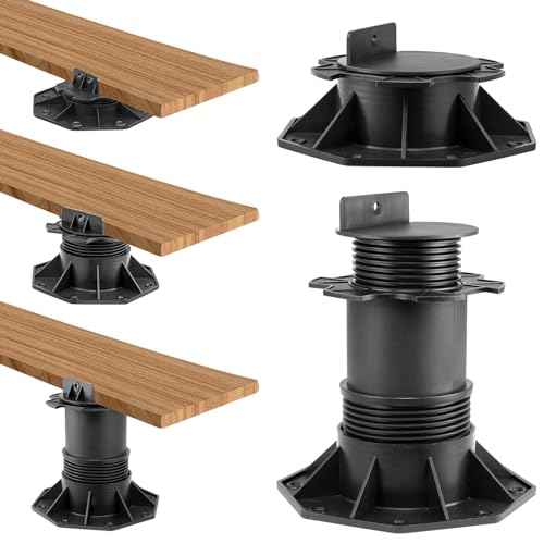 10Pack Adjustable Deck Pedestal - Floor Lift Deck Support Raising Platform Height from 2-3/8" to 5-1/2" Black