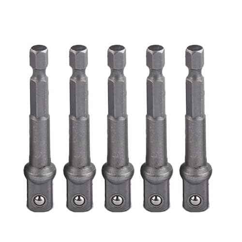 5 Pieces Impact Adapter Square Socket Adapter, 1/4" Hex Shank to 3/8" Square Socket Bit, Extension Socket Driver Bits Impact Socket Adapter for Automotive DIY