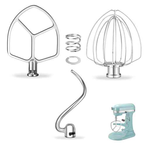Stainless Steel Replacement Accessories Kit for Kitchen Aid 6QT Bowl Lift Stand Mixer, Includes Flat Beater Paddle, 6 Wire Whisk, Dough Hook, Fits for KP26, KL26, KB26, KSM60