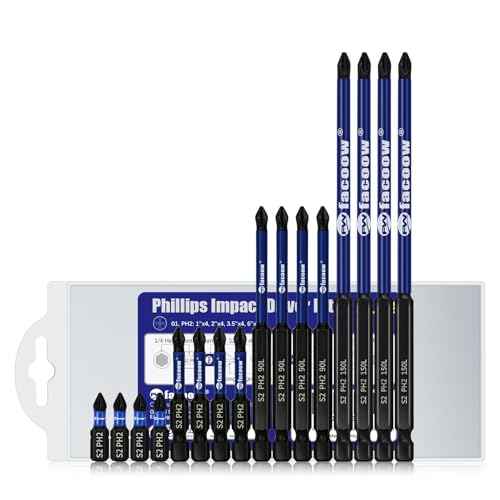 16 Pack Phillips Impact Driver Bits, #2 Phillips Head Magnetic Screwdriver Bits Set, 1" - 6" S2 Alloy Steel Impact Bits, 1/4" Hex Shank Screwdriver Drill Bit, CNC Machined ph2 Impact Drill Bits