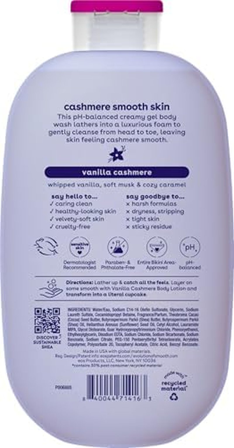 EOS Body Wash - Vanilla Moisturizing Gel with Shea Butter & Vitamin E | 16 Fl Oz for Sensitive Skin