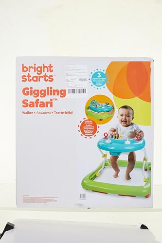 Bright Starts Giggling Safari Walker with Easy Fold Frame for Storage, Ages 6 Months +