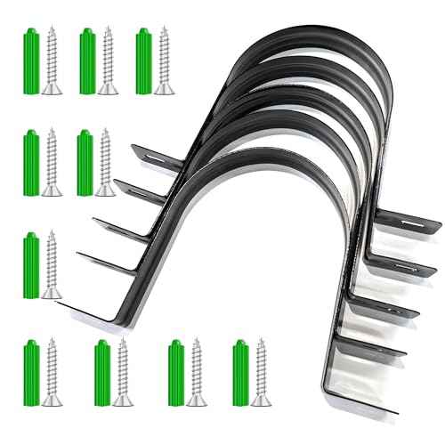 Dust Collection Hose and Pipe Holder Adjustable Hangers Bracket, Don¡¯t Broken Like Plastic After Long Time, Durable Spray Iron, 5 PCS (Black, 4 Inch)