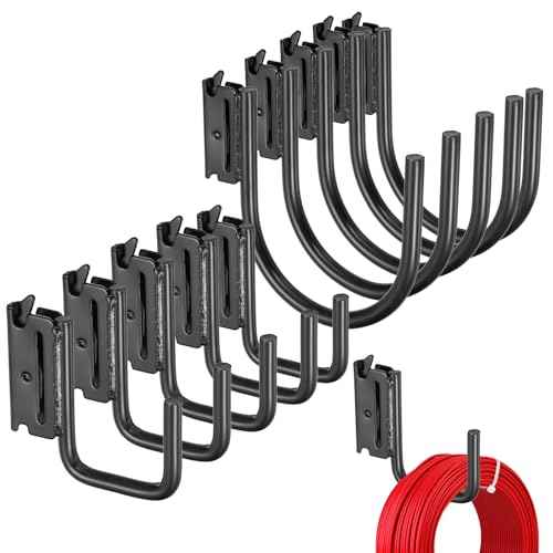 E Track Hooks 10 Pcs Heavy Duty Steel E Track J Hook with Spring Fitting for E or X Rail 2" 4" Trailer Hooks for Cords,Cables E Track Accessories for Enclosed Trailers,Trucks,Garage,Cargo Van (Black)