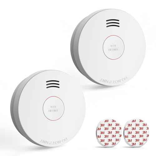 Jemay Smoke Detector Fire Alarms,10 Year Battery Smoke Detectors with Photoelectric Sensor & Hush Function, Easy to Install Smoke Alarm with Magnetic for Home,UL217-9th Listed, 2 Packs