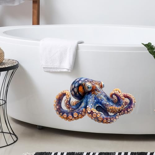 Octopus Wall Decals Removable Sea Animal Vinyl Stickers for Nursery Living Room and Kids Playroom Realistic Style Decor Peel and Stick Wall Art