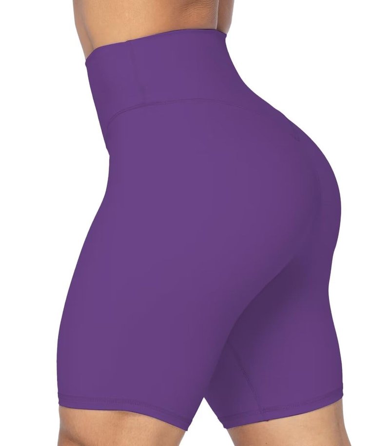 Sunzel No Front Seam High Waist Biker Shorts for Women, Squat Proof Yoga Workout Gym Bike Shorts 8" Inseam Petunia X-Small