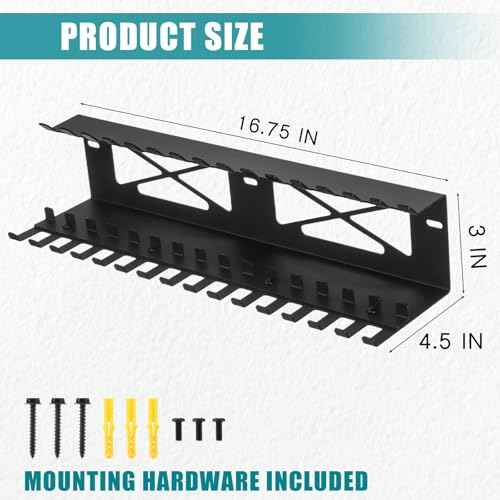 Shimeyao Clamps Rack Organizer Wall Mount Spring C Clamps Holder Tool Storage 16 x 5 x 3.5 Inches for Small Tools Shed Garage Pegboard Workshop Home