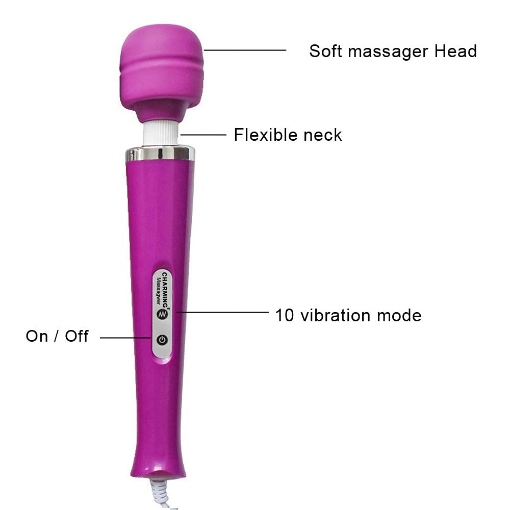 CHARMING Wired Powerful Handheld Back Massager with Strong Vibration, Personal Therapy Massager for Sports Recovery, Muscle Aches, Body Pain (Purple)