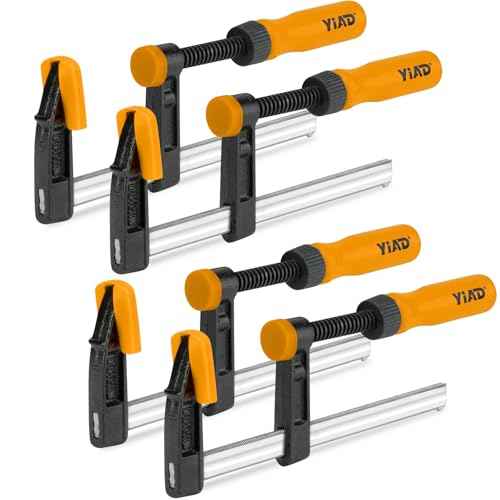 6-Inch Bar Clamps 4-Pack - 300 lbs Grip, Quick-Release F Clamps, Ergo Handle for Woodworking, DIY & Crafts