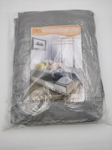 PICK FOR LIFE Waterproof Dog Blanket For Bed, 157×208cm Dog Blankets Washable Soft Reversible Puppy Blankets Anti Scratches Dirty for Bed Sofa Furniture (Light/Dark Grey)