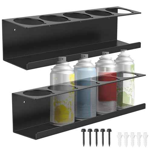 2 Pack Spray Can Holder,Wall Mount Spray Bottle Holder,Heavy-Duty Aerosol Can Holders,Tool Organizer Rack for Garage,Craft Workspace and Home,Holds 10 Cans