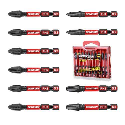 Impact Tough 2 in. (PH1/PH2/PH3) Screwdriver Bits Set,10 Pack Magnetic S2 Steel Phillips Power Driver Bits with Storage M-Box