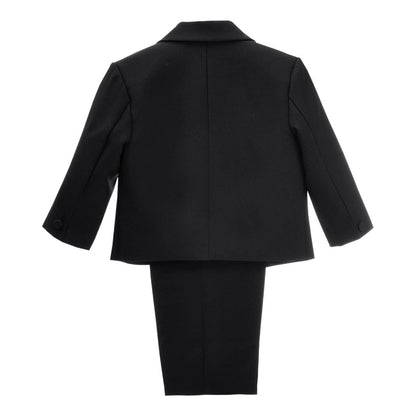 Lito Angels Baby Boy Formal Dress Suit Wedding Outfit Wear, 5 Pieces Set (Blazer, Shirt, Waistcoat, Trousers, Bow Tie) Age 12-18 Months, Black, 057 (Tag Number 01)