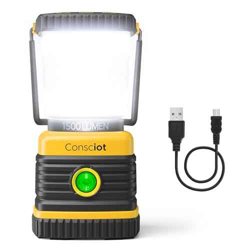 LED Camping Lantern, Consciot C02 USB-C Rechargeable Camping Lights, 1500LM, 5 Light Modes, Up to 100H Run Time, IPX4 Waterproof, Dimmable Tent Lights for Power Outages