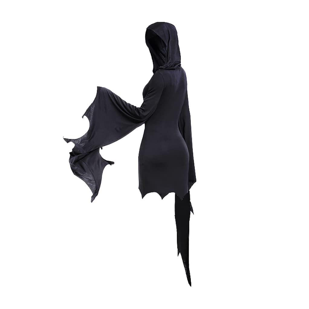 Mingyuezai Women Scream Costume Ghostface Costume Bat Sleeve Robe Dress(BlackBat,S)