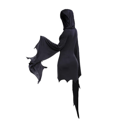 Mingyuezai Women Scream Costume Ghostface Costume Bat Sleeve Robe Dress(BlackBat,S)