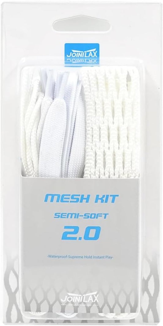 Lacrosse 2.0 Semi-Soft Complete Kit | Premium Lacrosse Mesh & Strings - White