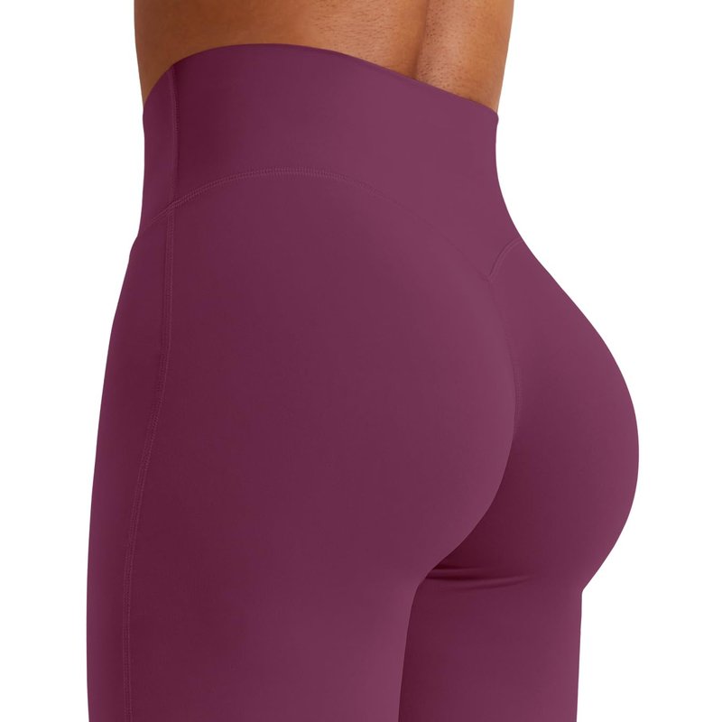 YEOREO Workout Leggings Womens No Front Seam Straight Leggings 33" High Waist Buttery Eddiy Gym Yoga Pants Black Cherry XL
