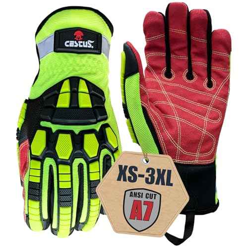 Cestus 3207, ANSI A7 Cut-Resistant Impact Gloves (1,3,10,50 pairs) Heavy Duty Work Gloves Extrication Construction Demolition