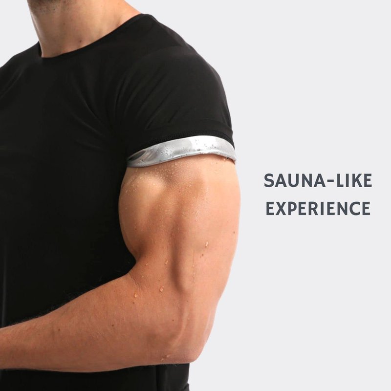 Nano Hertz Sauna Sweat Suit Weight Loss Shapewear Top Shirt Waist Vest Trainer Workout Body Shaper Sweatsuit Exercise Fitness Gym Short Sleeves Men Guys
