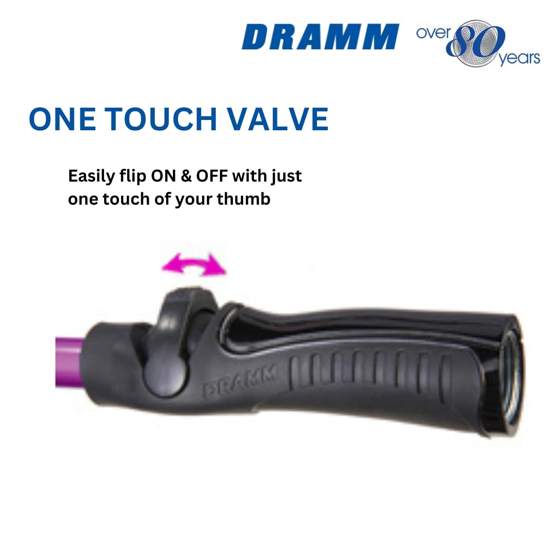 Dramm Rain Select Rain Wand – 9-Pattern Adjustable Spray Head with One Touch Thumb Valve – 30 Inches Long, Blue