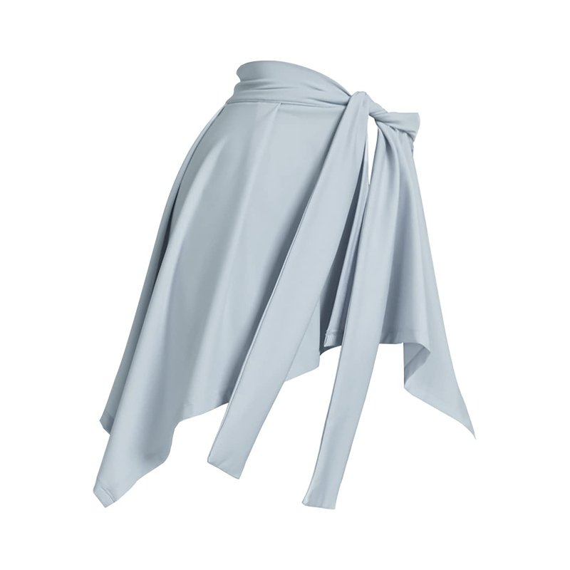 PEHMEA Women's One Piece Straps Yoga Ballet Tennis Jogging Skirts Tie Up Skirts Cover Up (Light Blue, One Size)