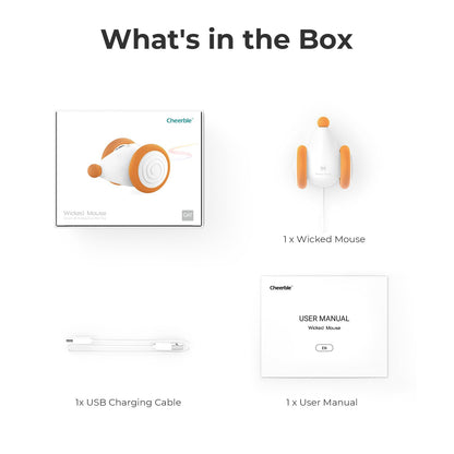 Cheerble Interactive Cat Toys for Indoor Cats, Automatic Cat Toy with LED Lights, Wicked Mouse Toys, Kitten Toys, Pet Supplies, Smart Electric Cat Toy, USB Rechargeable, Auto On/Off(Yellow)