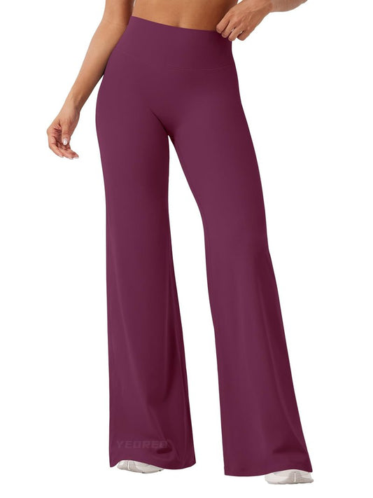 YEOREO Workout Leggings Womens No Front Seam Straight Leggings 33" High Waist Buttery Eddiy Gym Yoga Pants Black Cherry XL