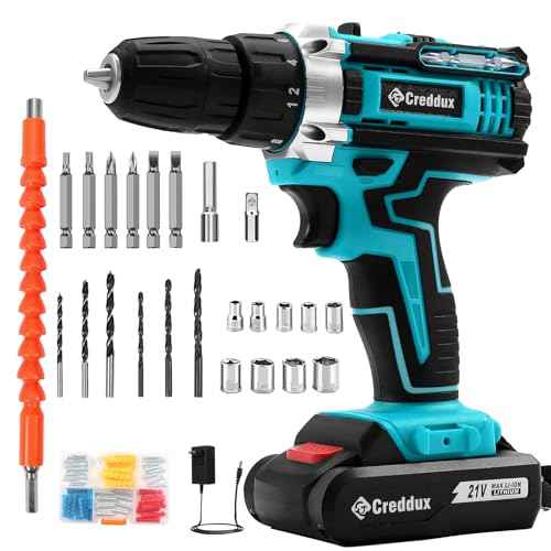Cordless Drill Set 21v Power Drill Cordless With Battery & Charger, 84pcs Accessories Electric Drills Variable Speed, 3/8" Keyless Chuck, Built-In Level and 2 Driver Bule kit