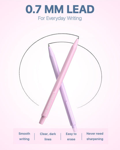 Four Candies Mechanical Pencils 0.7mm, with HB & 2B Lead Refills 0.7, Pastel Eraser Set & Eraser Refills, 16-Count Pack with Case, Cute Aesthetic School Supplies for Writing, Drawing and Sketching