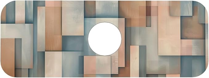 Faucet Draining Mat For Kitchen Sink, Geometric Shapes Brown Beige Diatom Mud