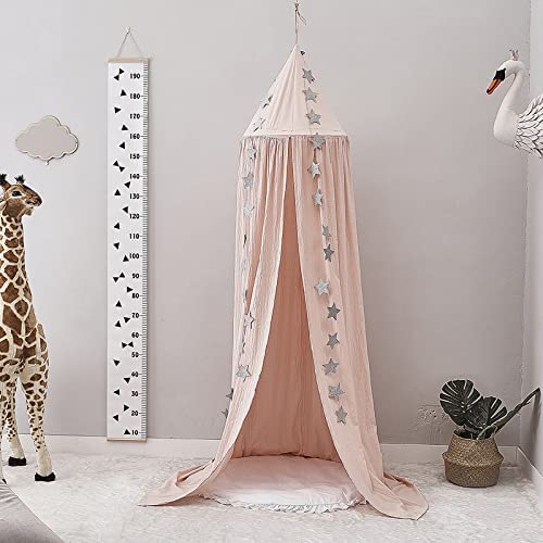 Children Bed Canopy Round Dome, Nursery Decorations, Cotton Mosquito Net, Kids Princess Play Tents, Room Decoration for Baby (Pink)