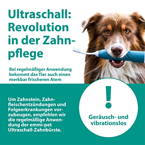Emmi®-pet 2.0 PRO+ Oral & Skin Care Set Electric Toothbrush Set for Pets. Patented 100% ultrasonic no Brushing Technology deep-Cleans - for Healthier Teeth & Gums & Fresher Breath. Made in Germany.