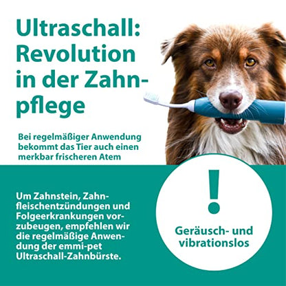 Emmi®-pet 2.0 PRO+ Oral & Skin Care Set Electric Toothbrush Set for Pets. Patented 100% ultrasonic no Brushing Technology deep-Cleans - for Healthier Teeth & Gums & Fresher Breath. Made in Germany.