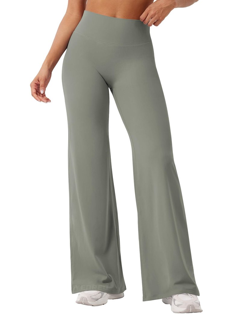 YEOREO Workout Leggings Womens No Front Seam Straight Leggings 31.5" High Waist Buttery Eddiy Gym Yoga Pants Gray Green XL