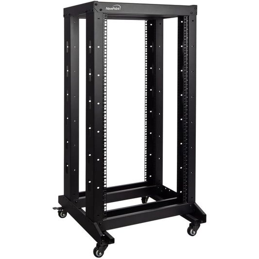 NavePoint 4ft Open Frame 19 Inch 22U 4-Post Network Server Relay Rack Rolling with Casters