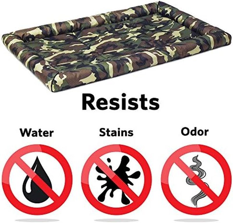 Ultra-Rugged Dog Bed - Water & Odor Resistant, Bolstered Edge, Non-Slip | Fits 36-Inch Crates, Camo