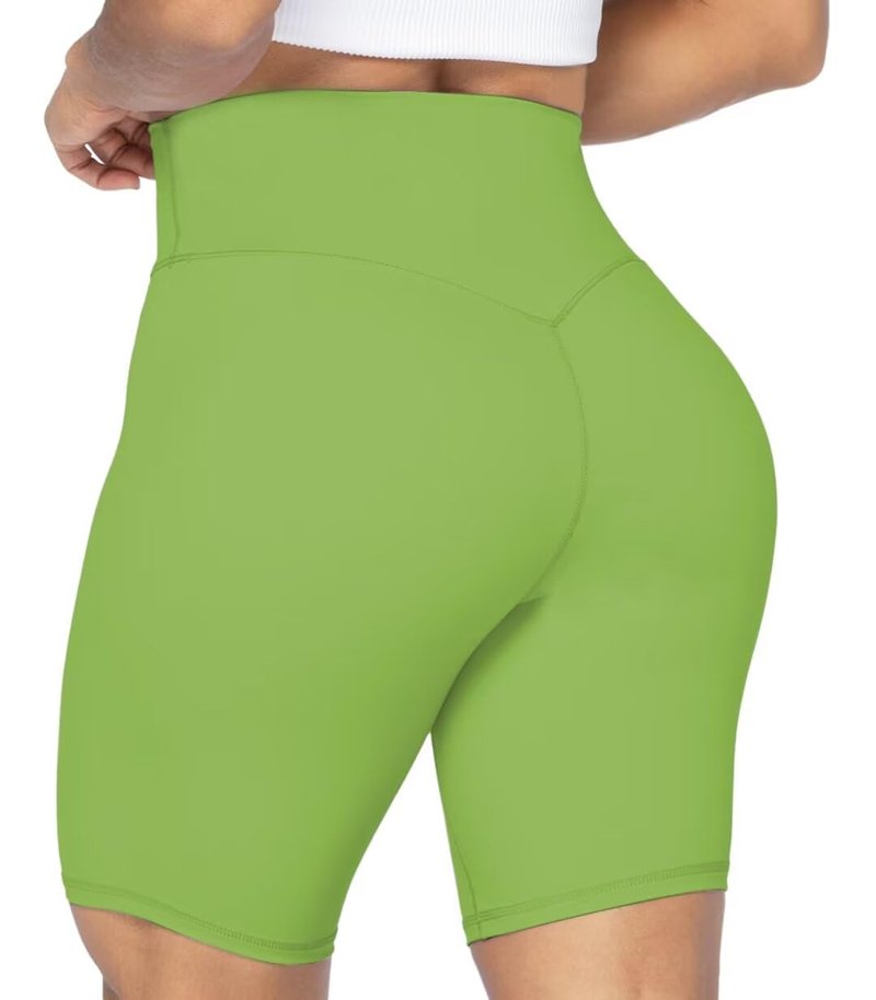 Sunzel No Front Seam High Waist Biker Shorts for Women, Squat Proof Yoga Workout Gym Bike Shorts 8" Greenery Medium