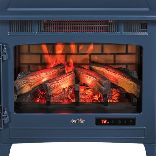 duraflame Freestanding Electric Fireplace Stove Heater with 3D Flame Effect for 1,000 Sq. Ft. Room, Navy