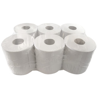 IDEAL 365, White Paper Rolls 6 x 2 Ply Embossed Paper Centre Feed Roll Towels White