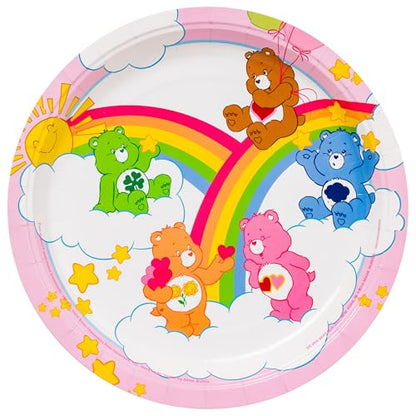 Silver Buffalo Care Bears Featuring Grumpy, Good Luck, Tenderheart, Love-A-Lot, Friend, Cheer, and Birthday 32 Pack Partyware Disposable Paper Plates and Napkins