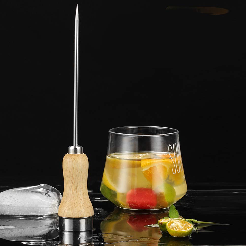 Fireboomoon 3 Pack Stainless Steel Ice Pick with Safety Wooden Handle for Home Kitchen Restaurant Bar(8.5 Inches)